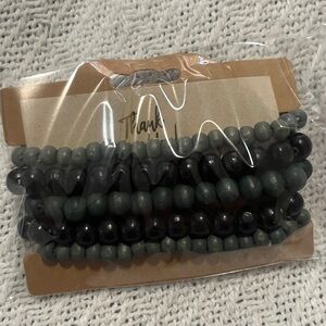 Stackable Green and Black Beaded Bracelet Set